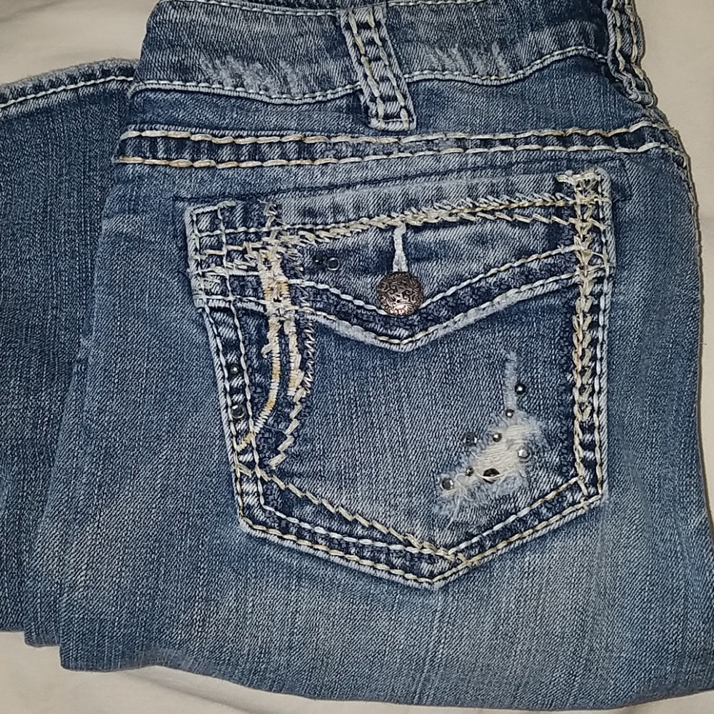 silver jeans
